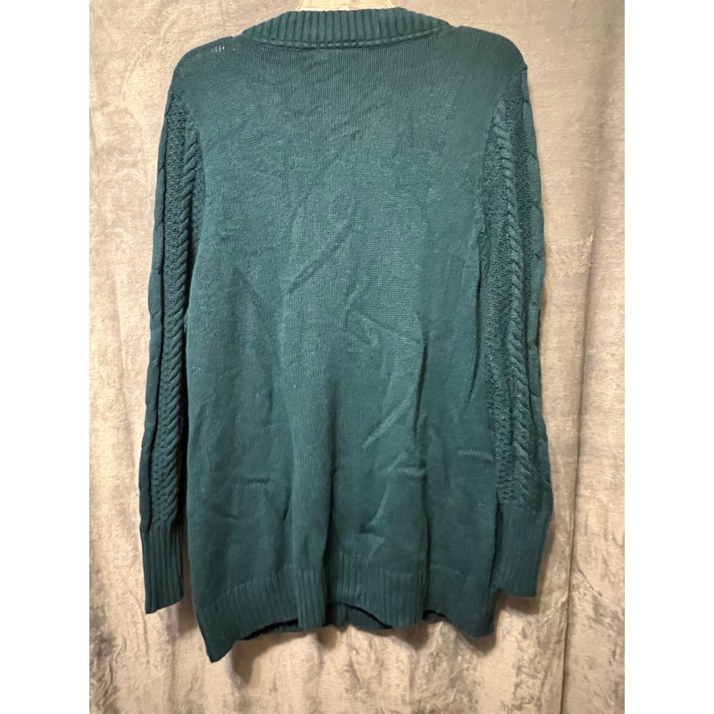 Lane Bryant 22/24 Teal Cable Knit Longline V Neck Sweater Rabbit Hair NWT Y2K - Picture 6 of 7